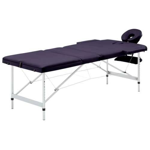 Sklopivi stol za masažu s 3 zone aluminijski ljubičasti Cijena