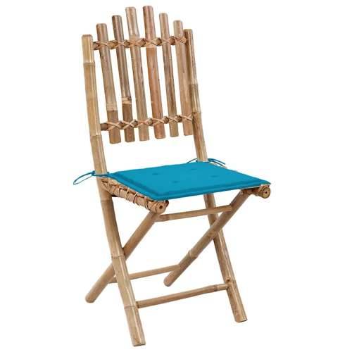 Sklopive vrtne stolice s jastucima 2 kom od bambusa - Kraljevski plava 2 40 x 40 x 4 cm 1 Cijena