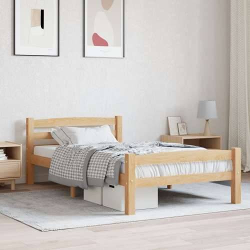 Okvir za krevet od masivne borovine 100 x 200 cm - Svjetlosmeđa 100 x 200 cm Cijena
