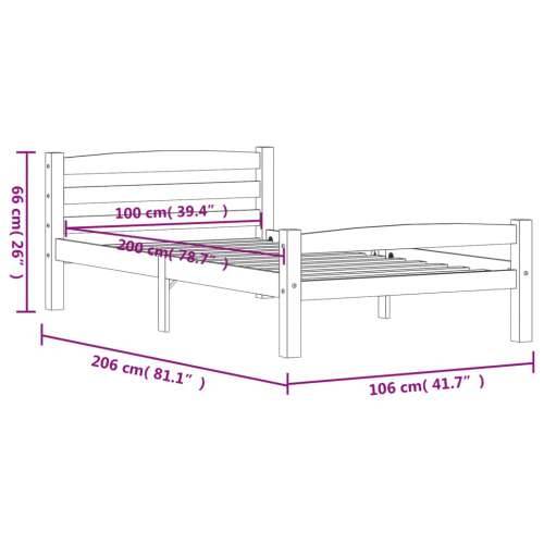 Okvir za krevet od masivne borovine bijeli 100 x 200 cm - Bijela 100 x 200 cm Cijena