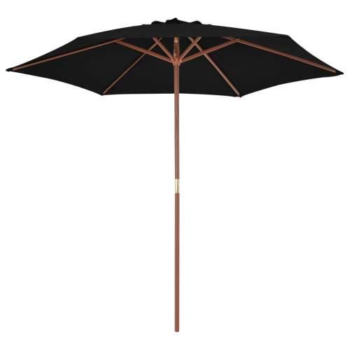 Vrtni suncobran s drvenim stupom 270 cm crni - Crna 1 Cijena