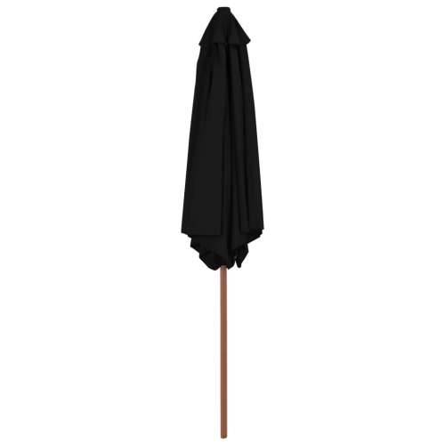 Vrtni suncobran s drvenim stupom 270 cm crni - Crna 1 Cijena