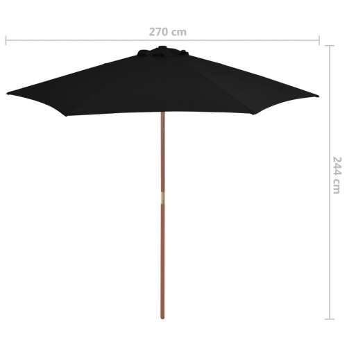 Vrtni suncobran s drvenim stupom 270 cm crni - Crna 1 Cijena