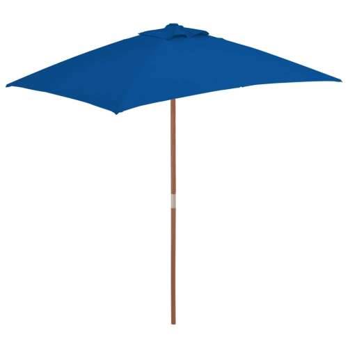 Vrtni suncobran s drvenim stupom 150 x 200 cm plavi - Plava 1 Cijena
