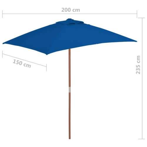 Vrtni suncobran s drvenim stupom 150 x 200 cm plavi - Plava 1 Cijena