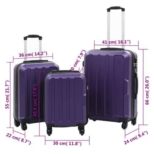 3-dijelni set čvrstih kovčega ljubičasti ABS Cijena