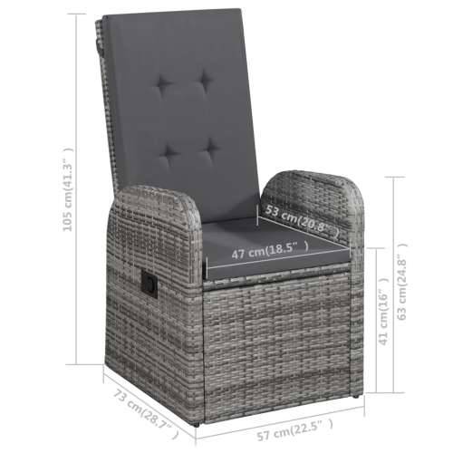 Vrtna garnitura - 7-dijelni vrtni blagovaonski set sivi - Siva 6 Cijena