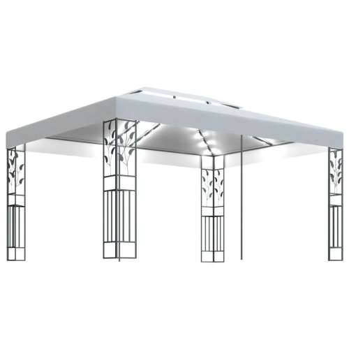 Sjenica s dva krova i LED svjetlosnim trakama 3 x 4 m bijela Cijena