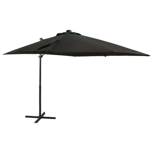 Konzolni vrtni suncobran sa stupom i LED svjetlima 250 cm crni - Crna 250 cm 1 Cijena