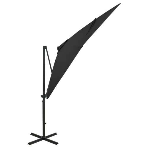 Konzolni vrtni suncobran sa stupom i LED svjetlima 250 cm crni - Crna 250 cm 1 Cijena