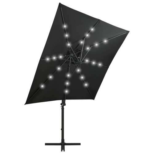 Konzolni vrtni suncobran sa stupom i LED svjetlima 250 cm crni - Crna 250 cm 1 Cijena