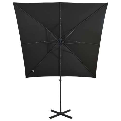Konzolni vrtni suncobran sa stupom i LED svjetlima 250 cm crni - Crna 250 cm 1 Cijena