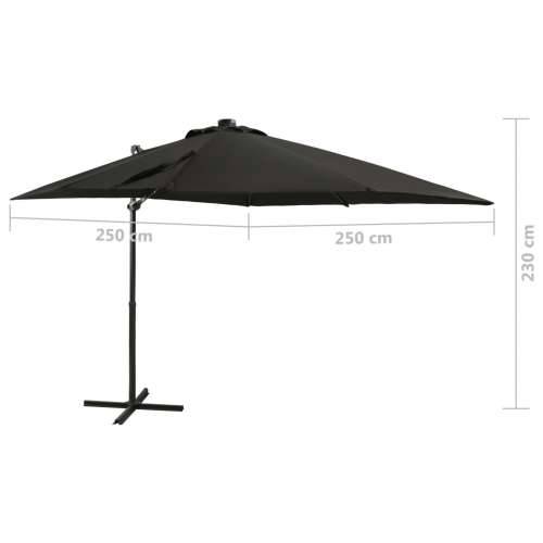 Konzolni vrtni suncobran sa stupom i LED svjetlima 250 cm crni - Crna 250 cm 1 Cijena