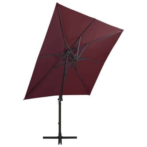 Konzolni vrtni suncobran sa stupom i LED svjetlima 250 cm bordo - Bordo crvena 250 cm 1 Cijena