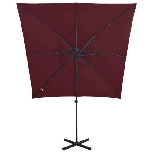 Konzolni vrtni suncobran sa stupom i LED svjetlima 250 cm bordo - Bordo crvena 250 cm 1 Cijena