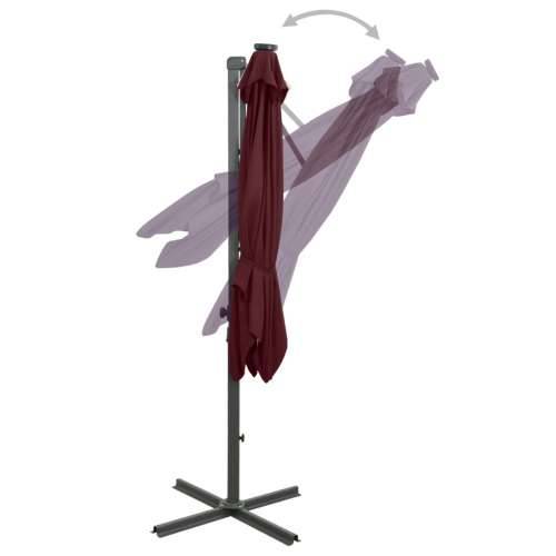 Konzolni vrtni suncobran sa stupom i LED svjetlima 250 cm bordo - Bordo crvena 250 cm 1 Cijena