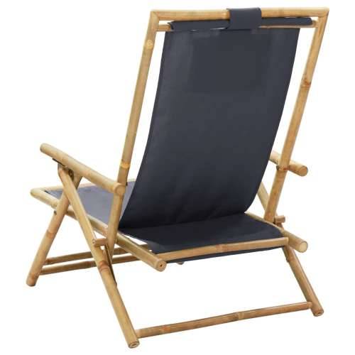 Nagibna stolica za opuštanje od bambusa i tkanine tamnosiva Cijena