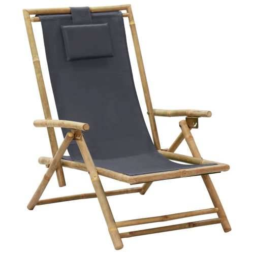 Nagibna stolica za opuštanje od bambusa i tkanine tamnosiva Cijena