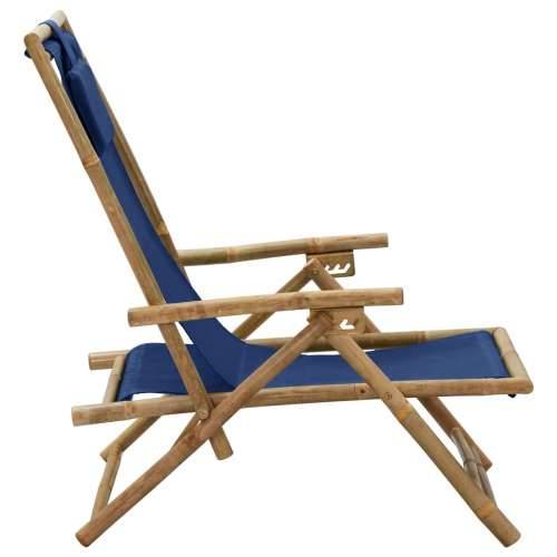 Nagibna stolica za opuštanje od bambusa i tkanine modra Cijena