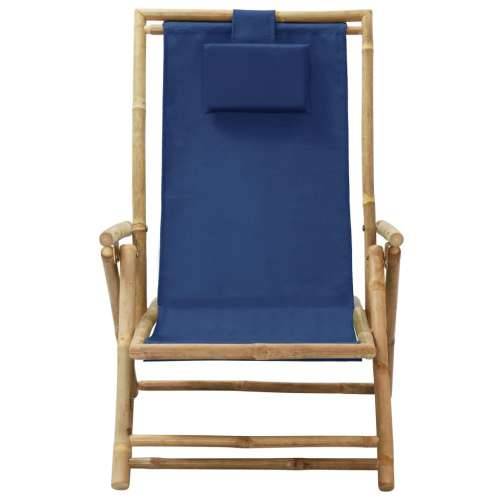 Nagibna stolica za opuštanje od bambusa i tkanine modra Cijena