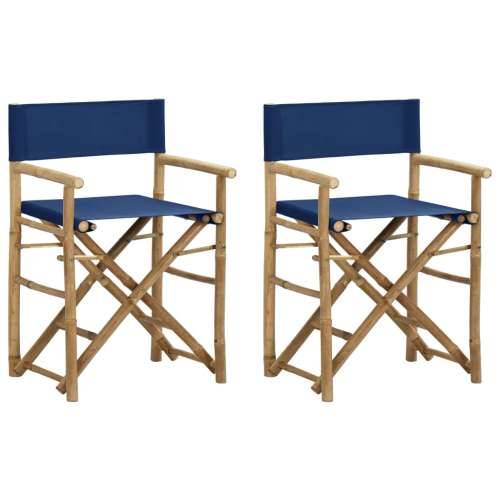 Sklopive redateljske stolice od bambusa i tkanine 2 kom plave Cijena