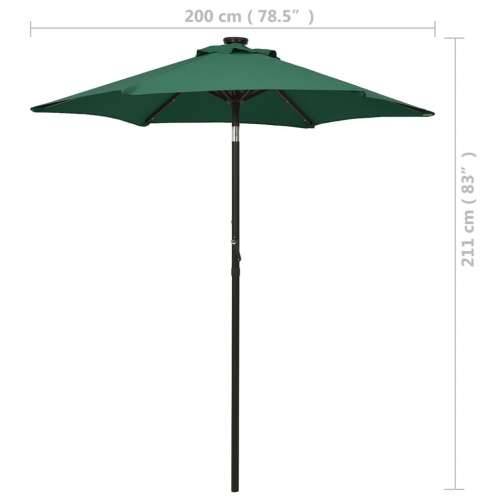 Vrtni suncobran s LED svjetlima zeleni 200 x 211 cm aluminijski - Zelena 1 Cijena