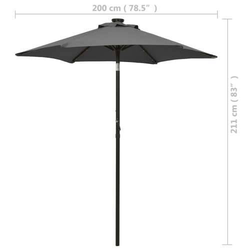 Vrtni suncobran s LED svjetlima antracit 200x211 cm aluminijski - Antracit 1 Cijena