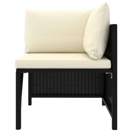 Modularna kutna sofa od poliratana s jastucima crna Cijena