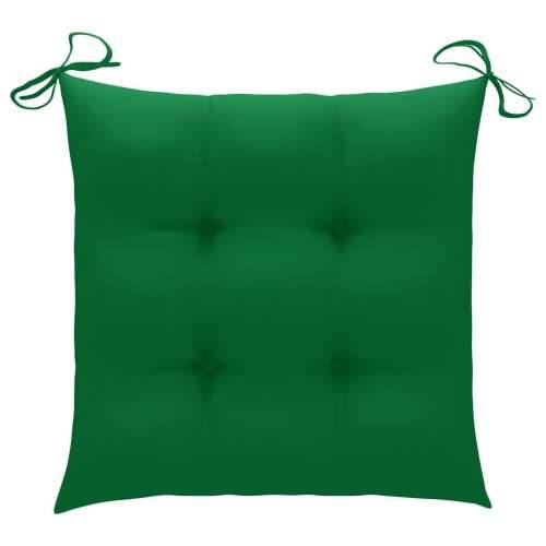 Vrtne stolice sa zelenim jastucima 2 kom od masivne tikovine Cijena