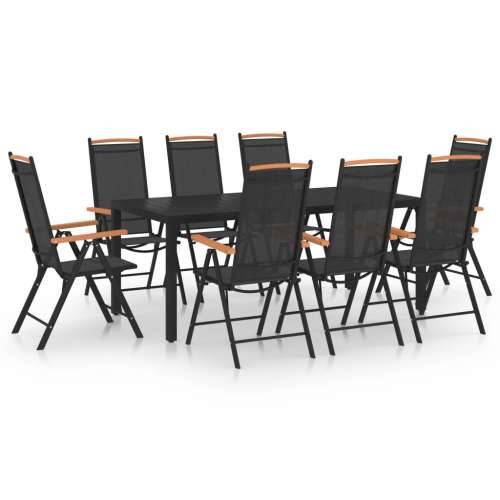 Vrtna garnitura - 9-dijelni vrtni blagovaonski set crni - Crna Dužina stola 185 cm 8 Cijena