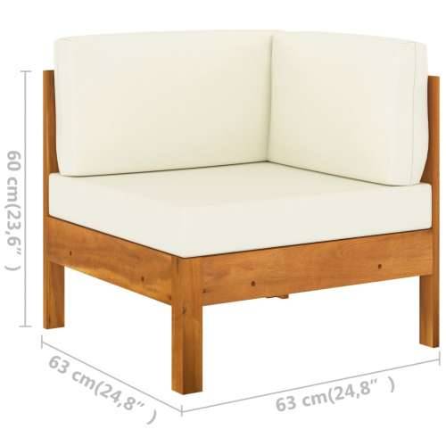 2-dijelna vrtna garnitura s krem bijelim jastucima drvo bagrema - Krema 1 corner sofa + table Cijena
