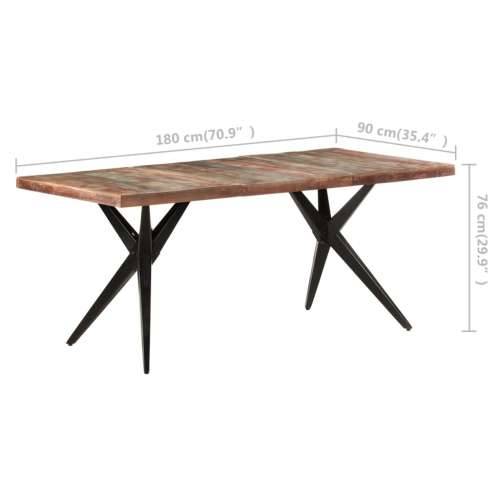 Blagovaonski stol 180 x 90 x 76 cm masivno obnovljeno drvo  - Šareni 180 x 90 x 76 cm 1 masivno obnovljeno drvo Cijena