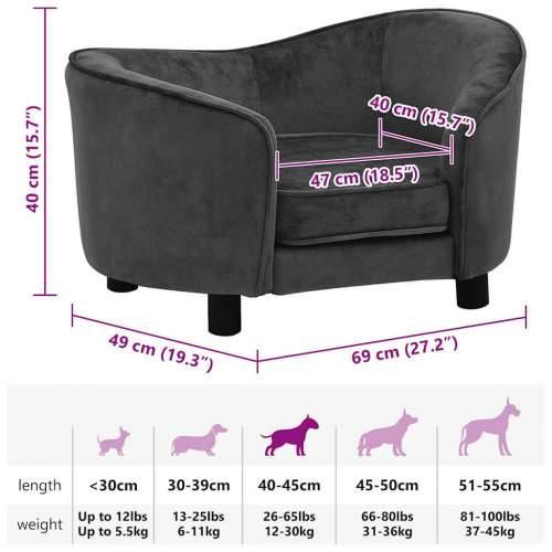 Sofa za pse tamnosiva 69 x 49 x 40 cm plišana - Tamno siva Cijena