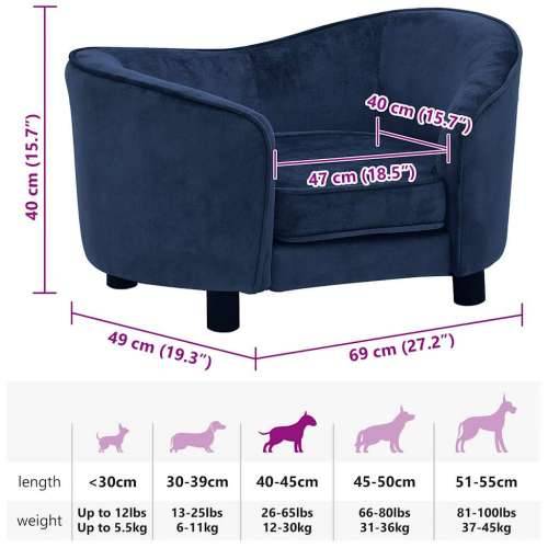 Sofa za pse plava 69 x 49 x 40 cm plišana - Plava Cijena