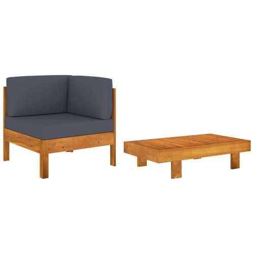 2-dijelna vrtna garnitura s tamnosivim jastucima bagremovo drvo - Tamno siva 1 corner sofa + table Cijena