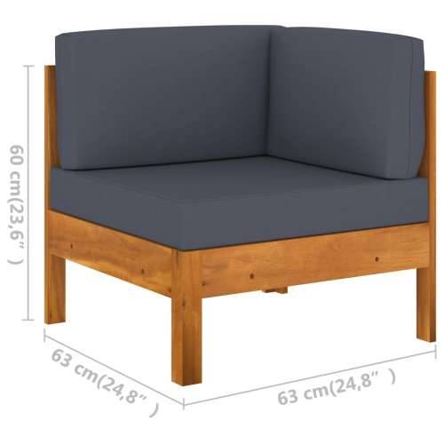 2-dijelna vrtna garnitura s tamnosivim jastucima bagremovo drvo - Tamno siva 1 corner sofa + table Cijena