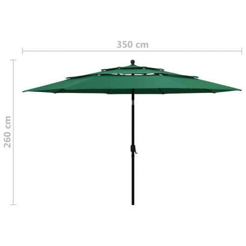 Vrtni suncobran s 3 razine i aluminijskim stupom 3,5 m zeleni - Zelena 3.5 m 1 Cijena