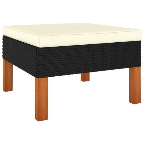 3-dijelna vrtna garnitura od poliratana i drva eukaliptusa - Crna 1 Kutna sofa + tabure (2 kom) Cijena