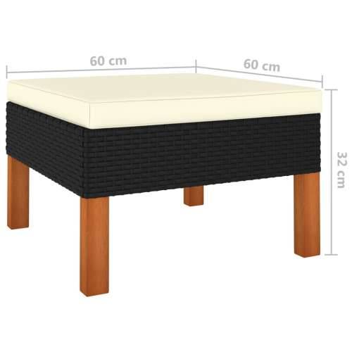 3-dijelna vrtna garnitura od poliratana i drva eukaliptusa - Crna 1 Kutna sofa + tabure (2 kom) Cijena