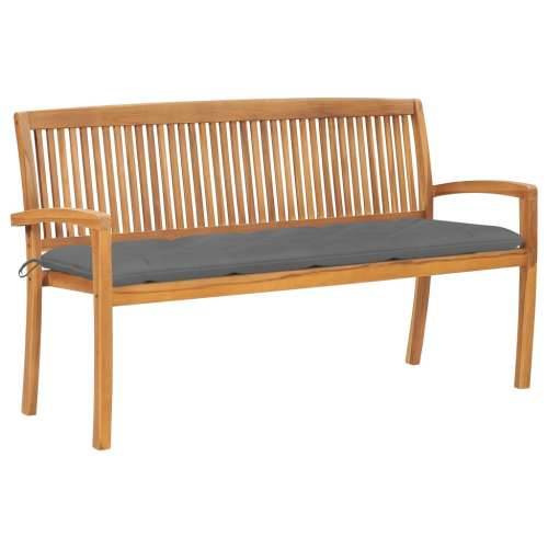 Složiva vrtna klupa s jastukom 159 cm od masovne tikovine - Siva 150 cm 1 Cijena
