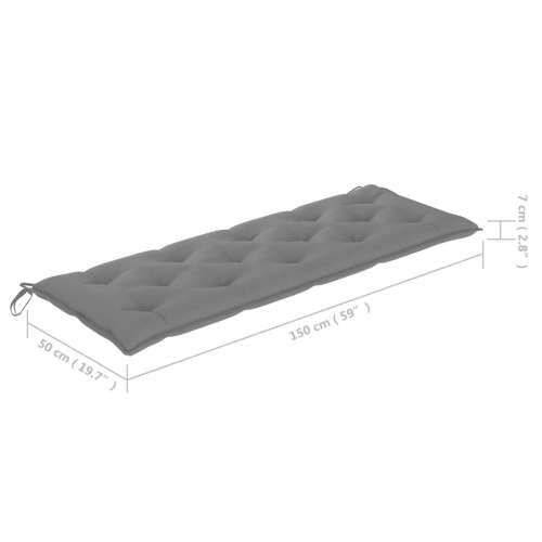 Složiva vrtna klupa s jastukom 159 cm od masovne tikovine - Siva 150 cm 1 Cijena