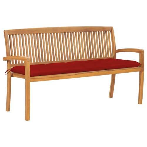Složiva vrtna klupa s jastukom 159 cm od masovne tikovine - Crvena 150 cm 1 Cijena
