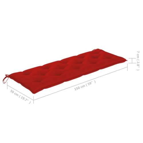Složiva vrtna klupa s jastukom 159 cm od masovne tikovine - Crvena 150 cm 1 Cijena