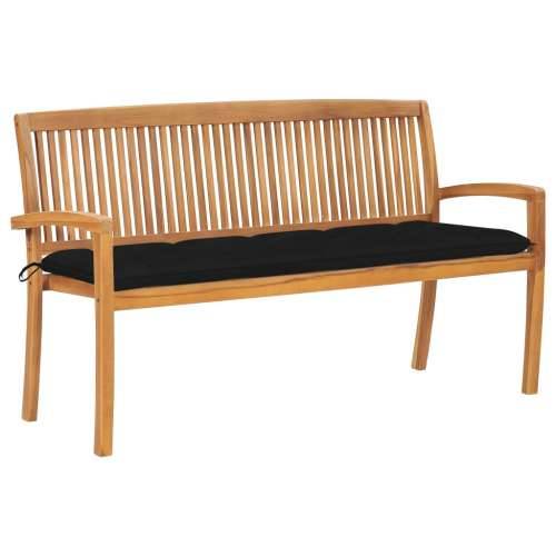 Složiva vrtna klupa s jastukom 159 cm od masovne tikovine - Crna 150 cm 1 Cijena