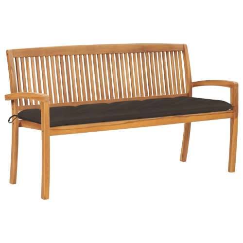 Složiva vrtna klupa s jastukom 159 cm od masovne tikovine - Sivo-smeđa 150 cm 1 Cijena