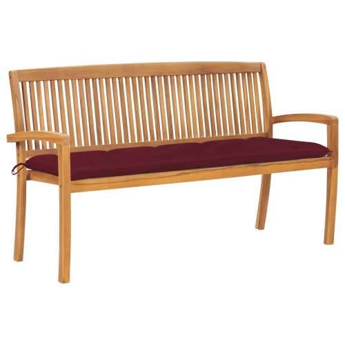 Složiva vrtna klupa s jastukom 159 cm od masovne tikovine - boja crnog vina 150 cm 1 Cijena