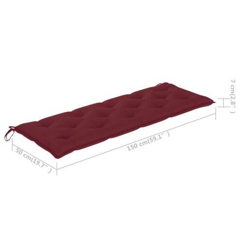 Složiva vrtna klupa s jastukom 159 cm od masovne tikovine - boja crnog vina 150 cm 1 Cijena
