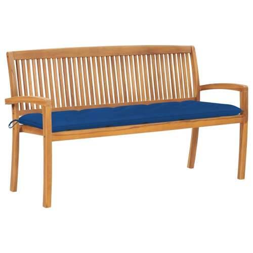 Složiva vrtna klupa s jastukom 159 cm od masovne tikovine - Plava 150 cm 1 Cijena