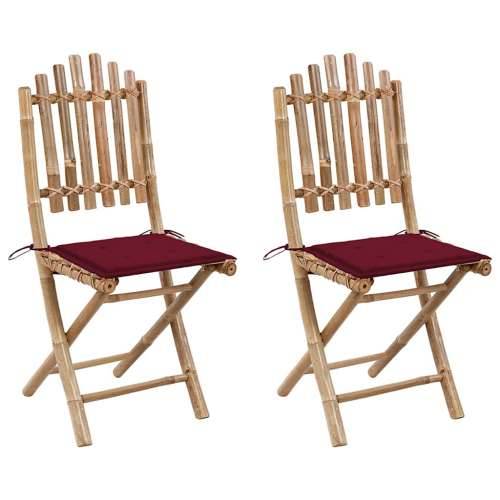 Sklopive vrtne stolice s jastucima 2 kom od bambusa - boja crnog vina 2 40 x 40 x 4 cm 1 Cijena