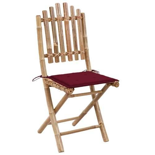 Sklopive vrtne stolice s jastucima 2 kom od bambusa - boja crnog vina 2 40 x 40 x 4 cm 1 Cijena